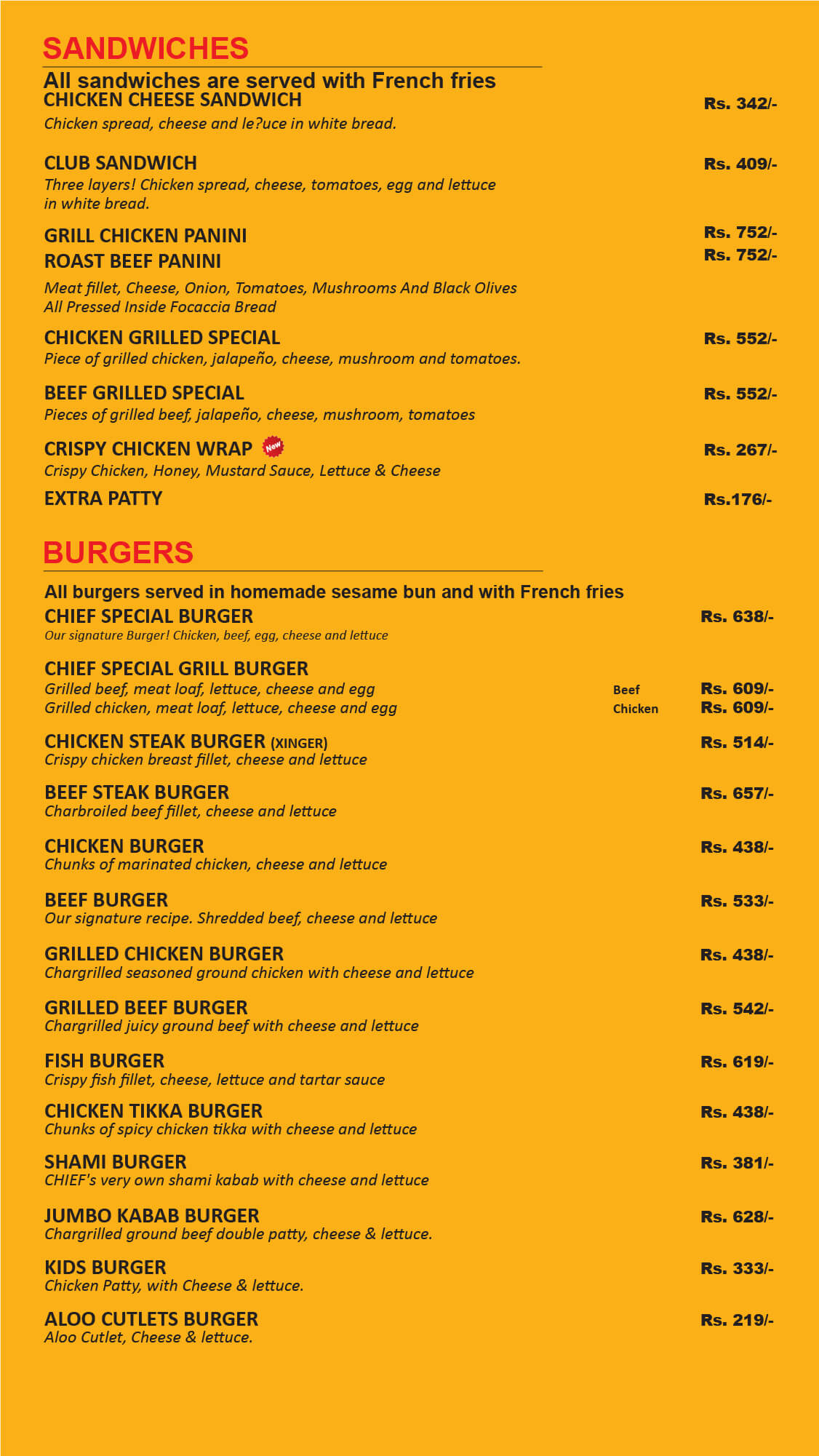 Chief Grill Peshawar Menu Price Number Location