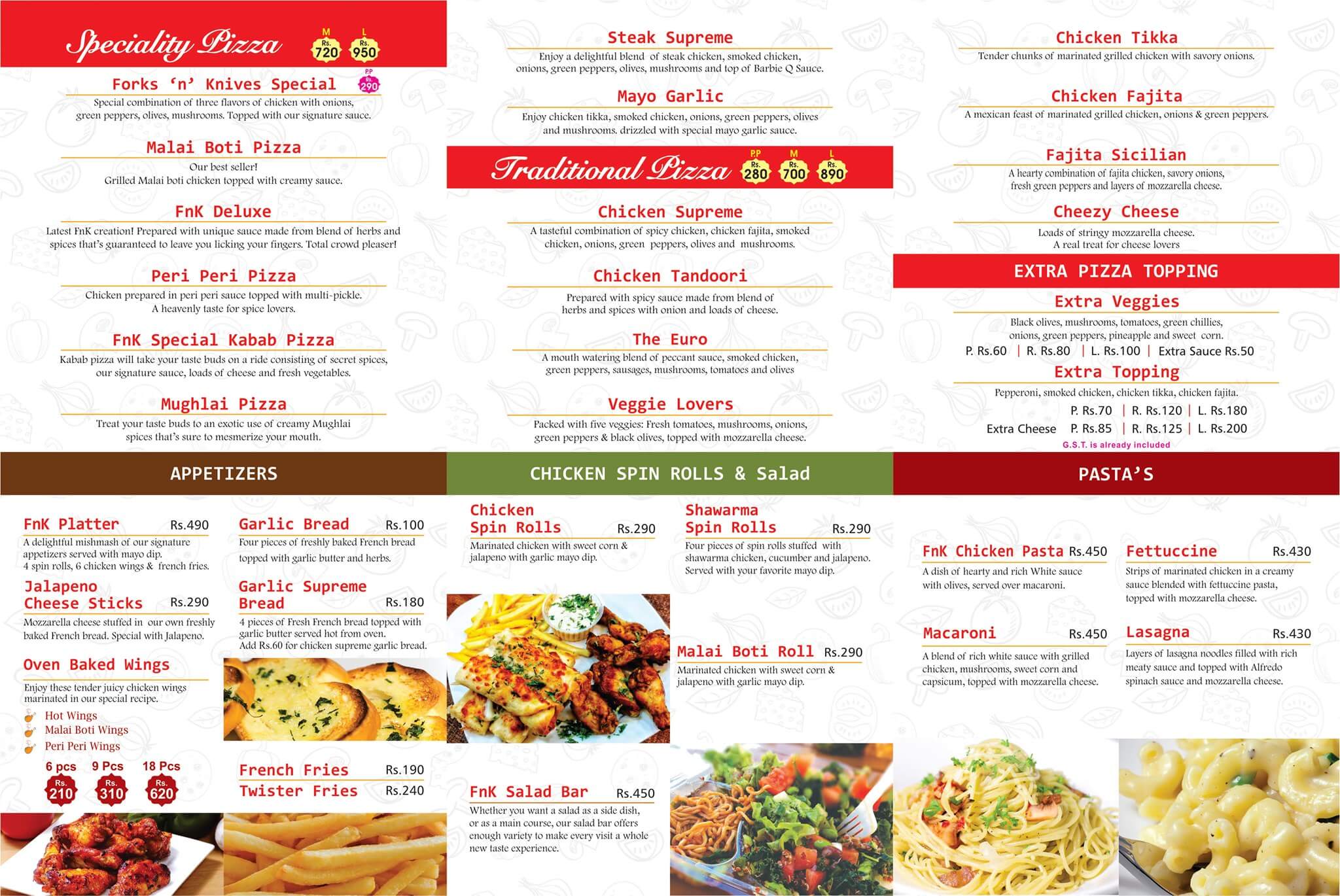 Forks and Knives Pizza Kitchen Faisalabad Menu