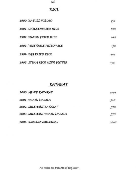 Kolachi Restaurant (Do Darya) Karachi Menu