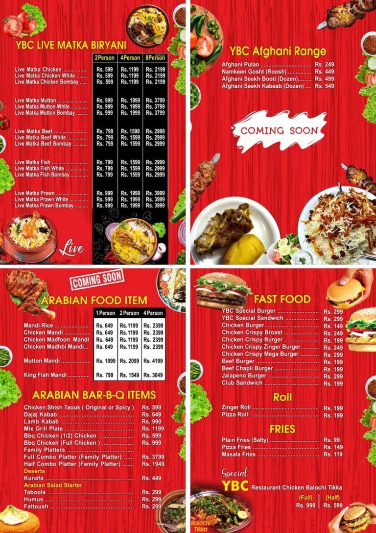 YBC Restaurant Karachi [Menu, Price, Number, Location]