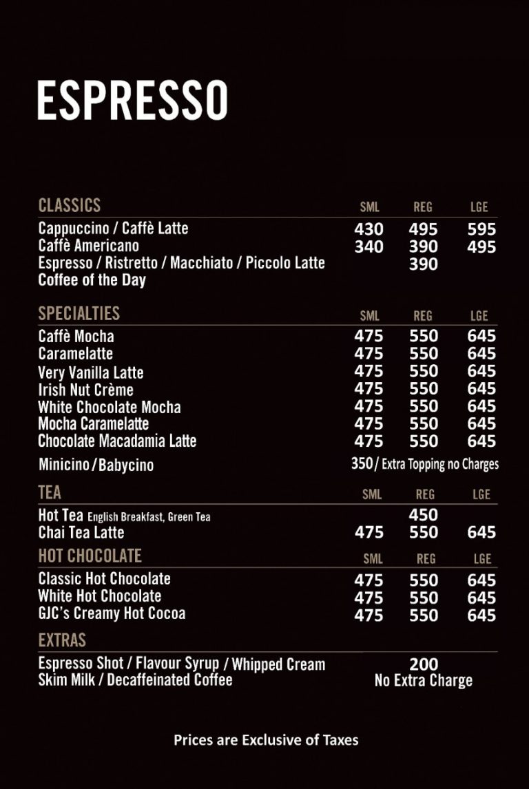Gloria Jean's Coffees Lahore [Menu, Price, Number, Location]