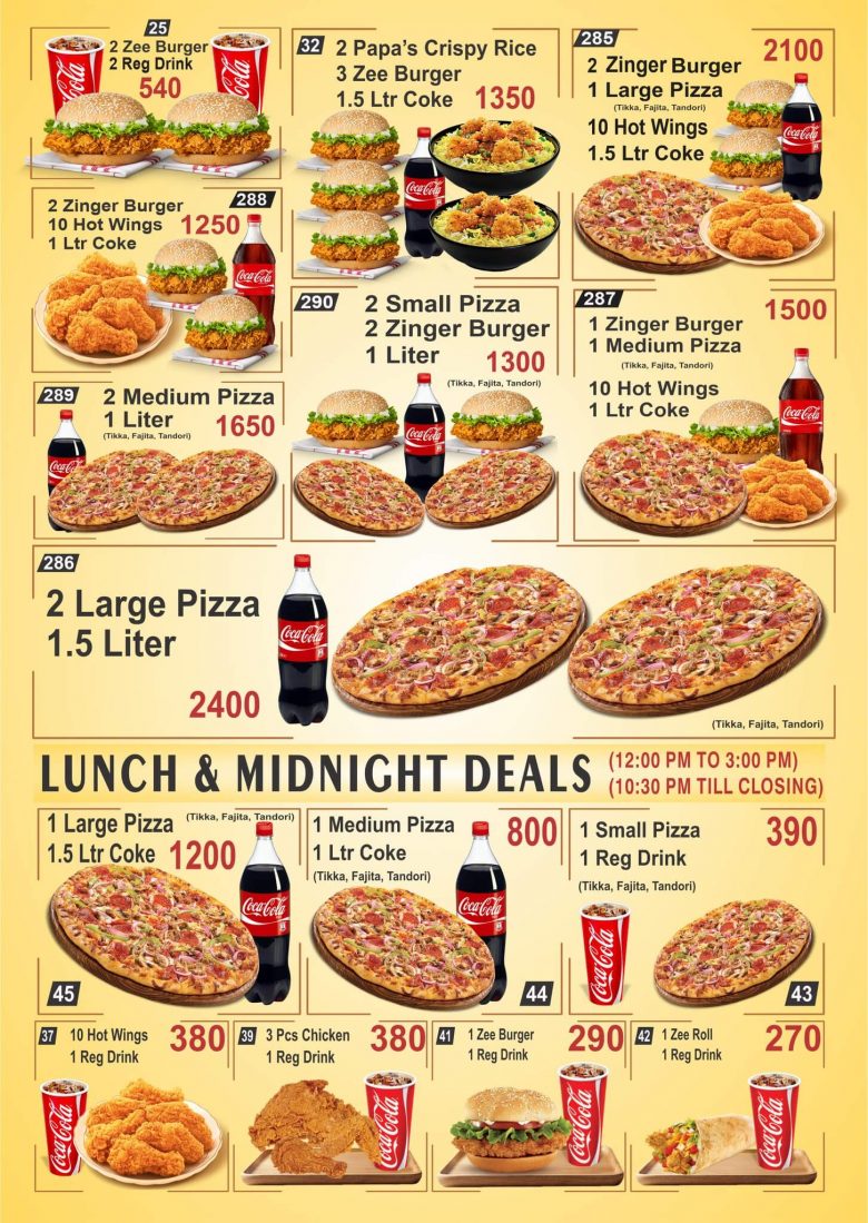 Papa’s Kitchen Bahawalpur Menu [menu, Price, Number, Location]