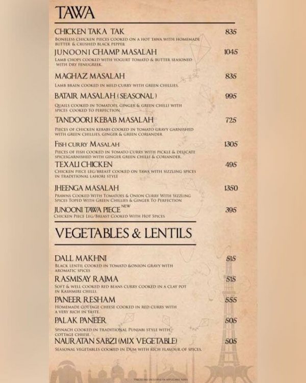 Junoon Restaurant Lahore [Menu, Price, Number, Location]